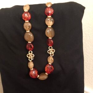 Red and Gold beaded fashion necklace